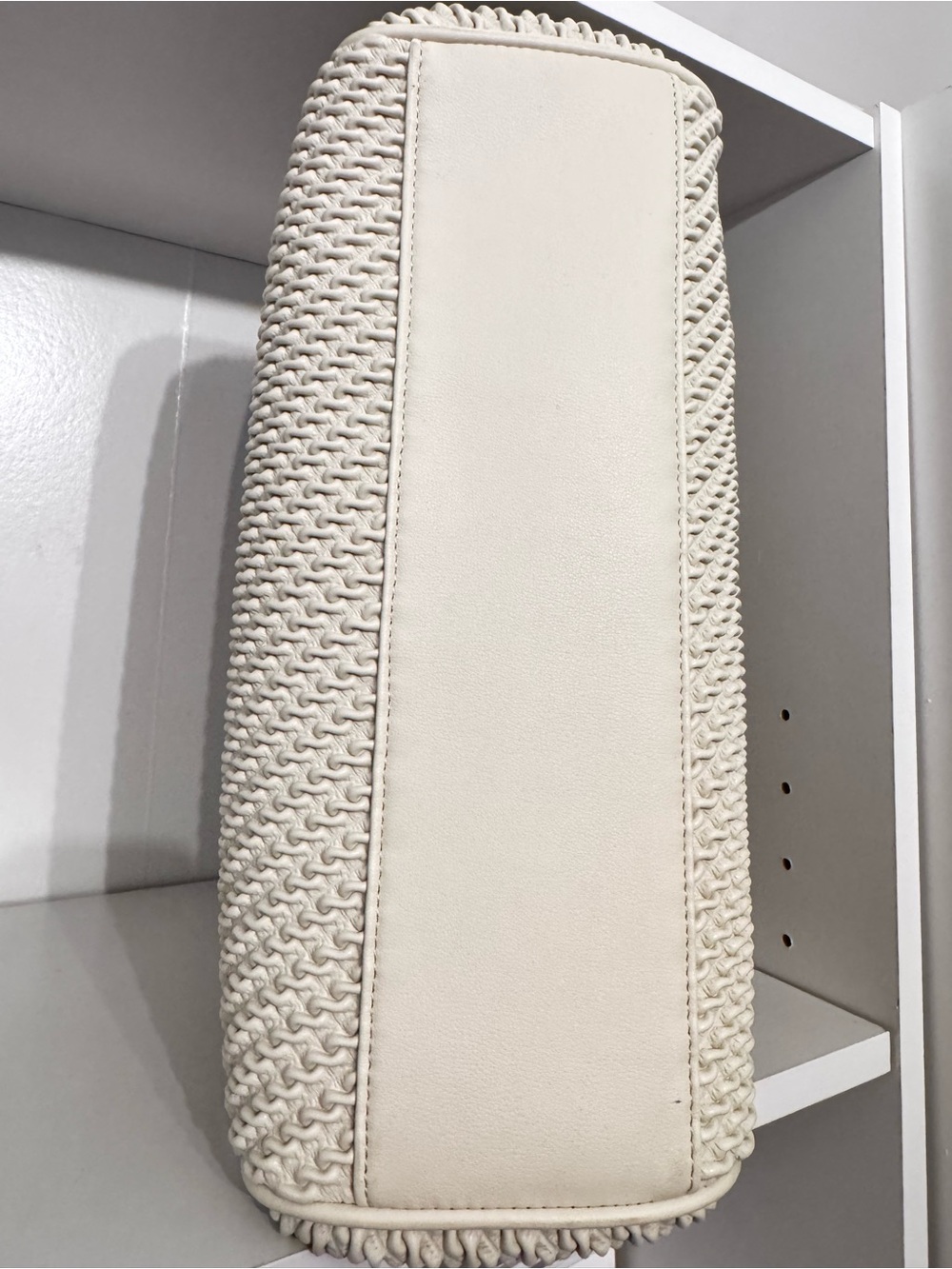 Sam Edelman NWOT Ivory Woven Tote Bag Structured Top Handle with Dust Bag - Picture 6 of 12